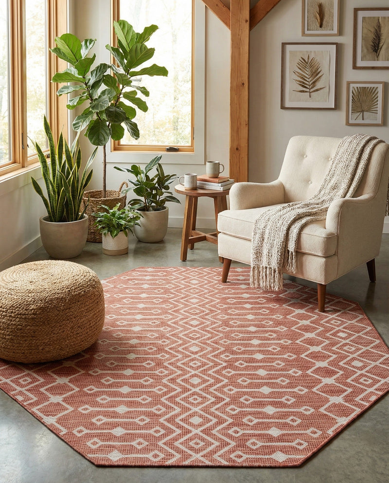 Savannah Pergola Collection Area Rug -  Pergola (Rust Red) Octagon Rust Red  lifestyle 76