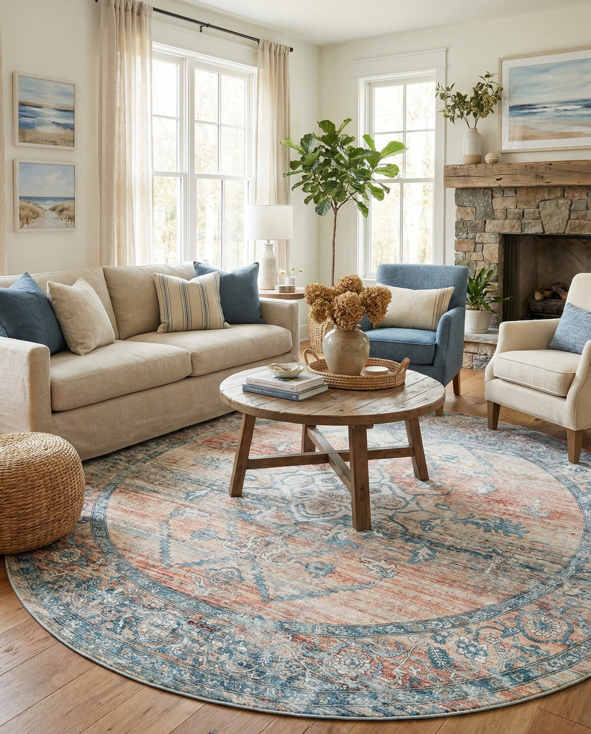 Coastal Haven Collection Area Rug -  Marina Round Multi  lifestyle 183