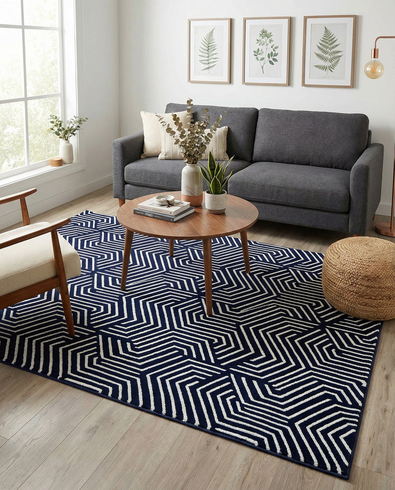 Aravalli Collection Area Rug - Udaipur Rectangle Midnight Blue  lifestyle 36