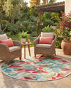 Outdoor Marrakesh Collection Area Rug -  Midelt Round Multi  lifestyle 50