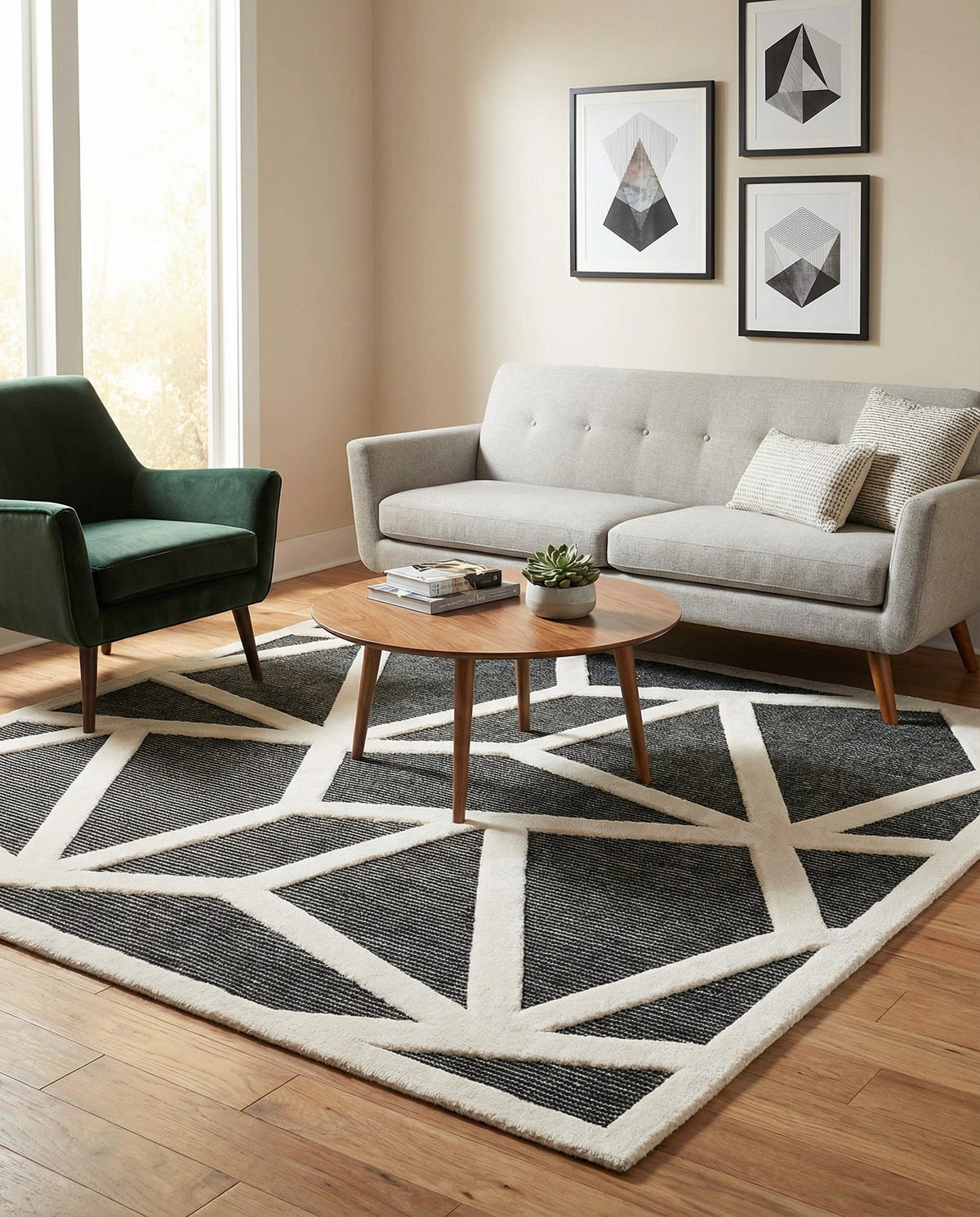Monochrome Collection Area Rug -  Onyx Square Gray  lifestyle 111