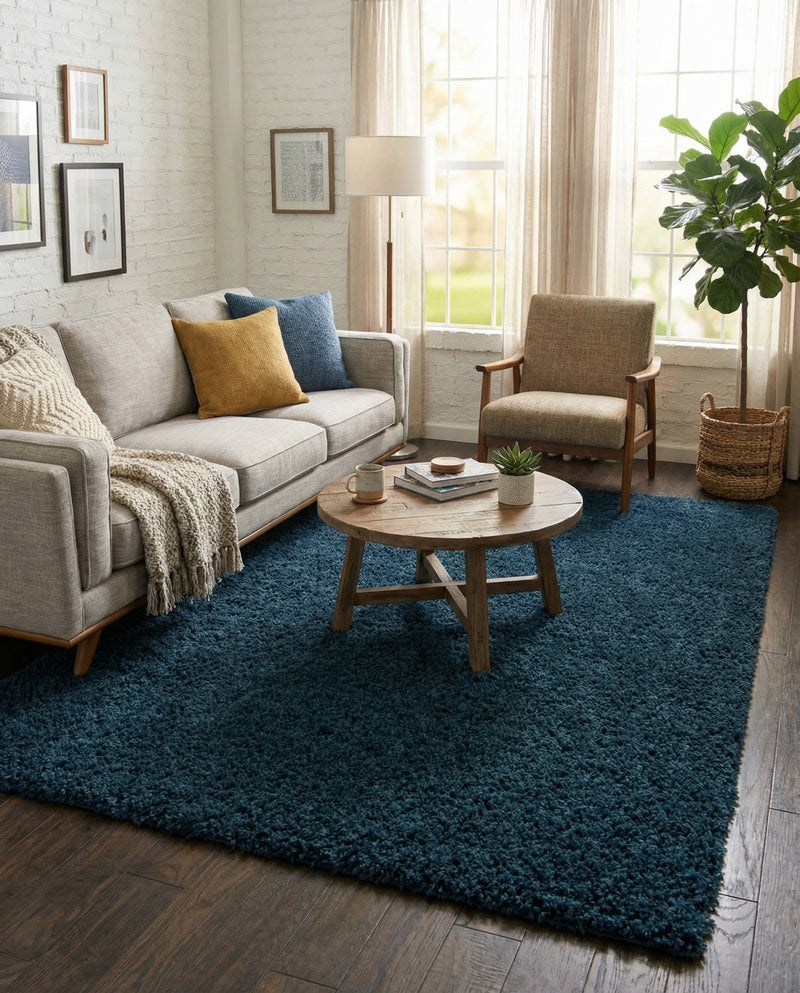 Plush Oasis Collection Area Rug - Serenity (Sapphire Blue) Rectangle Sapphire Blue  lifestyle 13