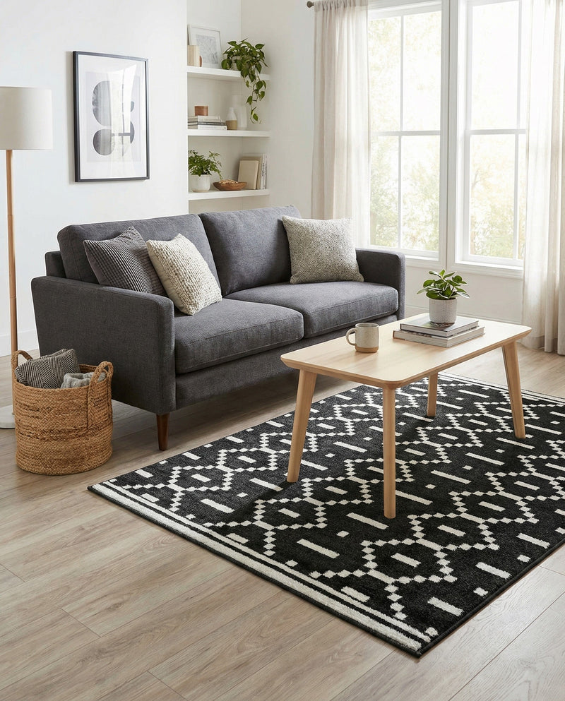 Copenhagen Edge Collection Area Rug -  Tivoli Rectangle Black  lifestyle 37