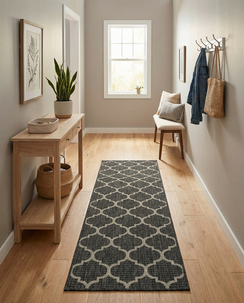 Savannah Pergola Collection Area Rug - Arbor (Black) Runner Black  lifestyle 59