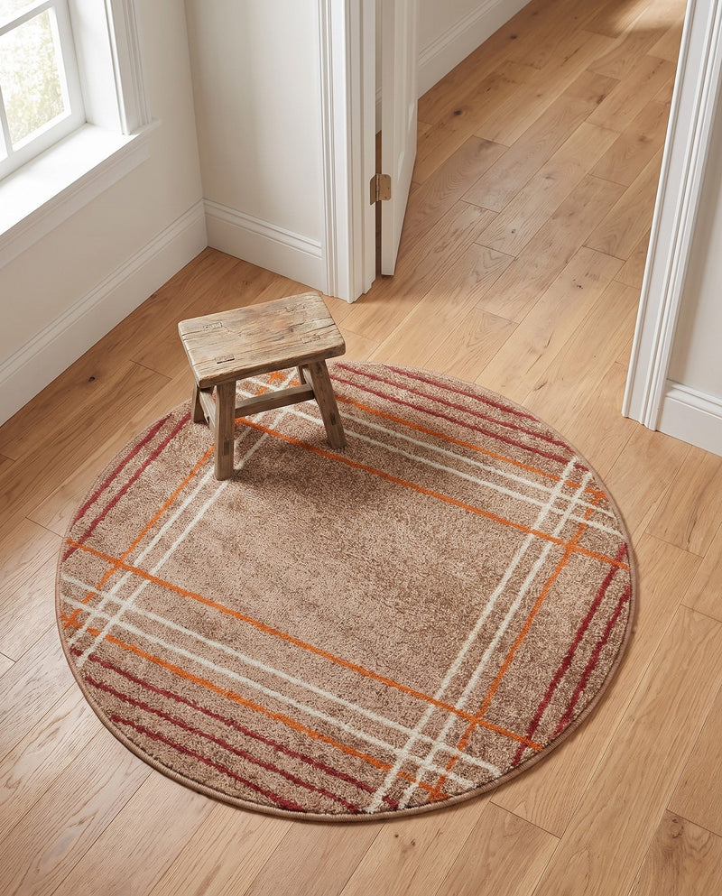 Autumn Meadow Collection Area Rug -  Pumpkinpatch Round Light Brown  lifestyle 32