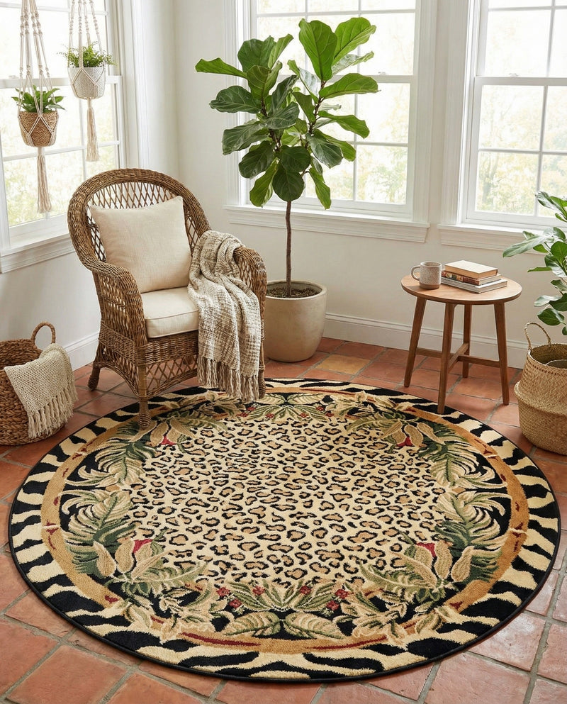 Savannah Sojourn Collection Area Rug -  Moremi Round Cream  lifestyle 71