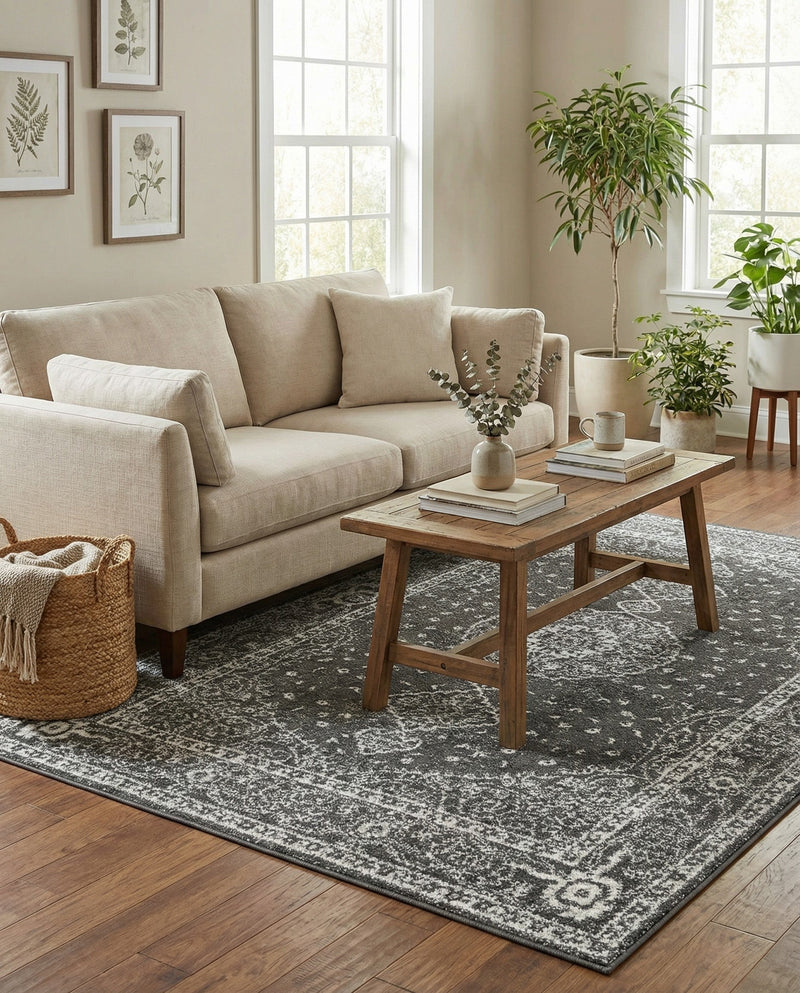 Dover Terrace Collection Area Rug - Marina (Dark Gray) Rectangle Dark Gray  lifestyle 11