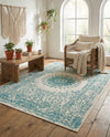 Patio Heritage Collection Area Rug -  Lafayette (Aqua) Rectangle Aqua  lifestyle 24