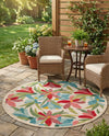 Outdoor Marrakesh Collection Area Rug -  Midelt Round Multi  lifestyle 59