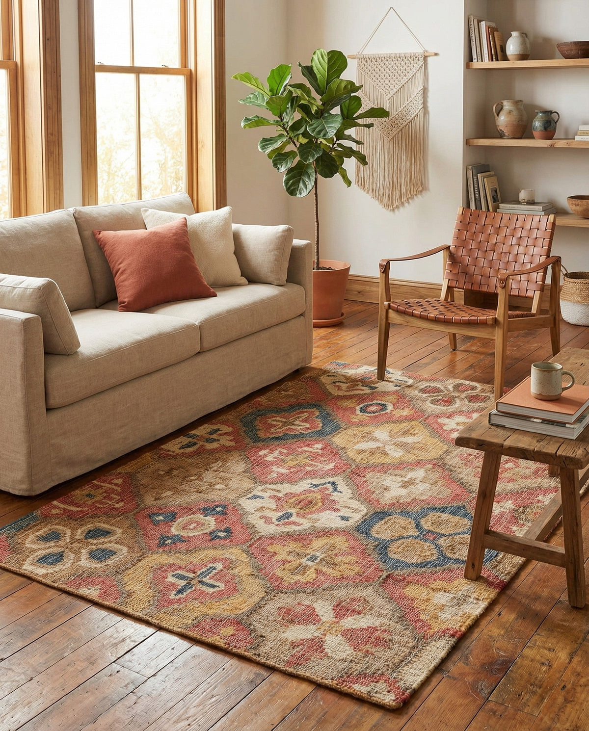 Benares Handwoven Jute Collection Area Rug - Ganges Rectangle Multi  lifestyle 12