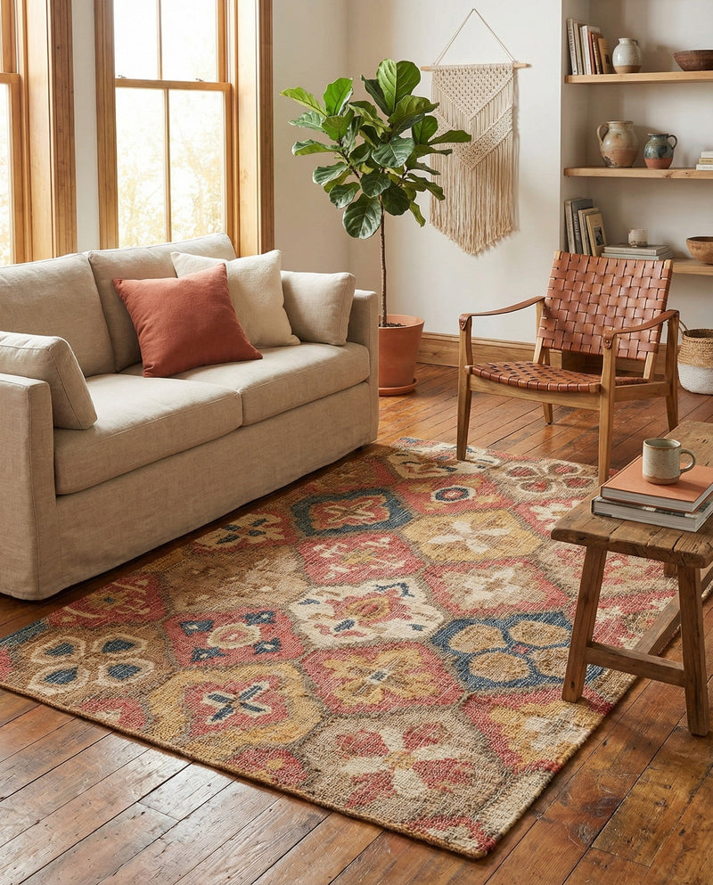 Benares Handwoven Jute Collection Area Rug - Ganges Rectangle Multi  lifestyle 12