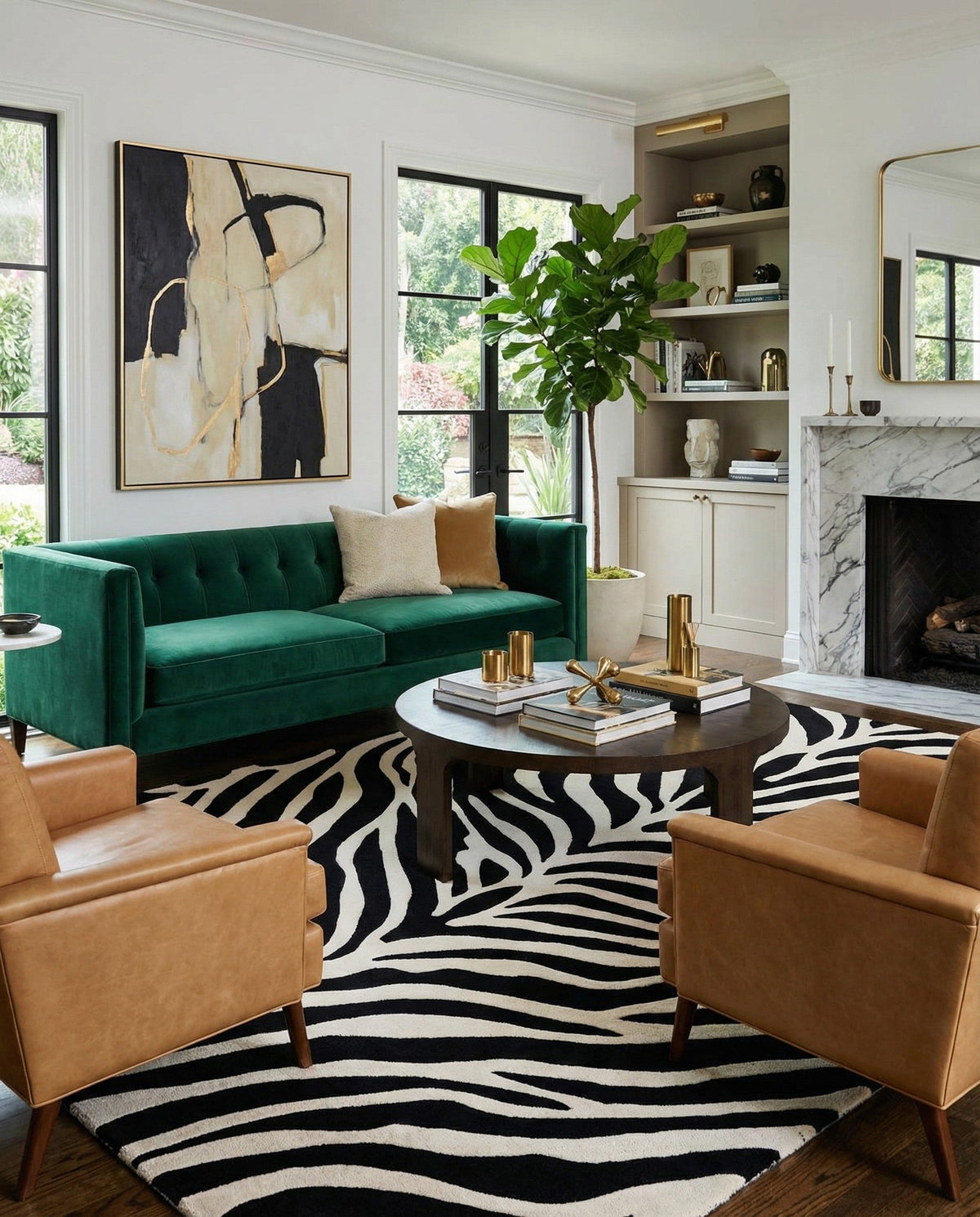 Hand Tufted Savannah Collection Area Rug -  Kalahari Rectangle Black and White  lifestyle 4
