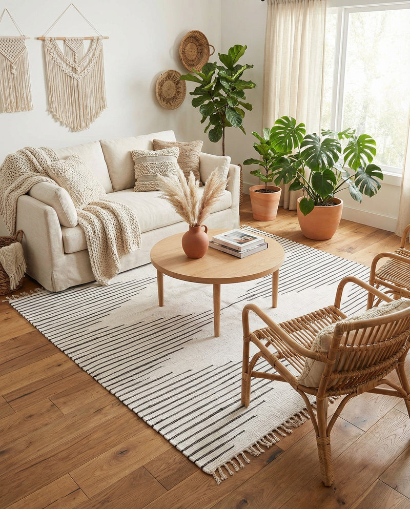 Thar Cotton Collection Area Rug - Jaisalmer (White) Square White  lifestyle 60