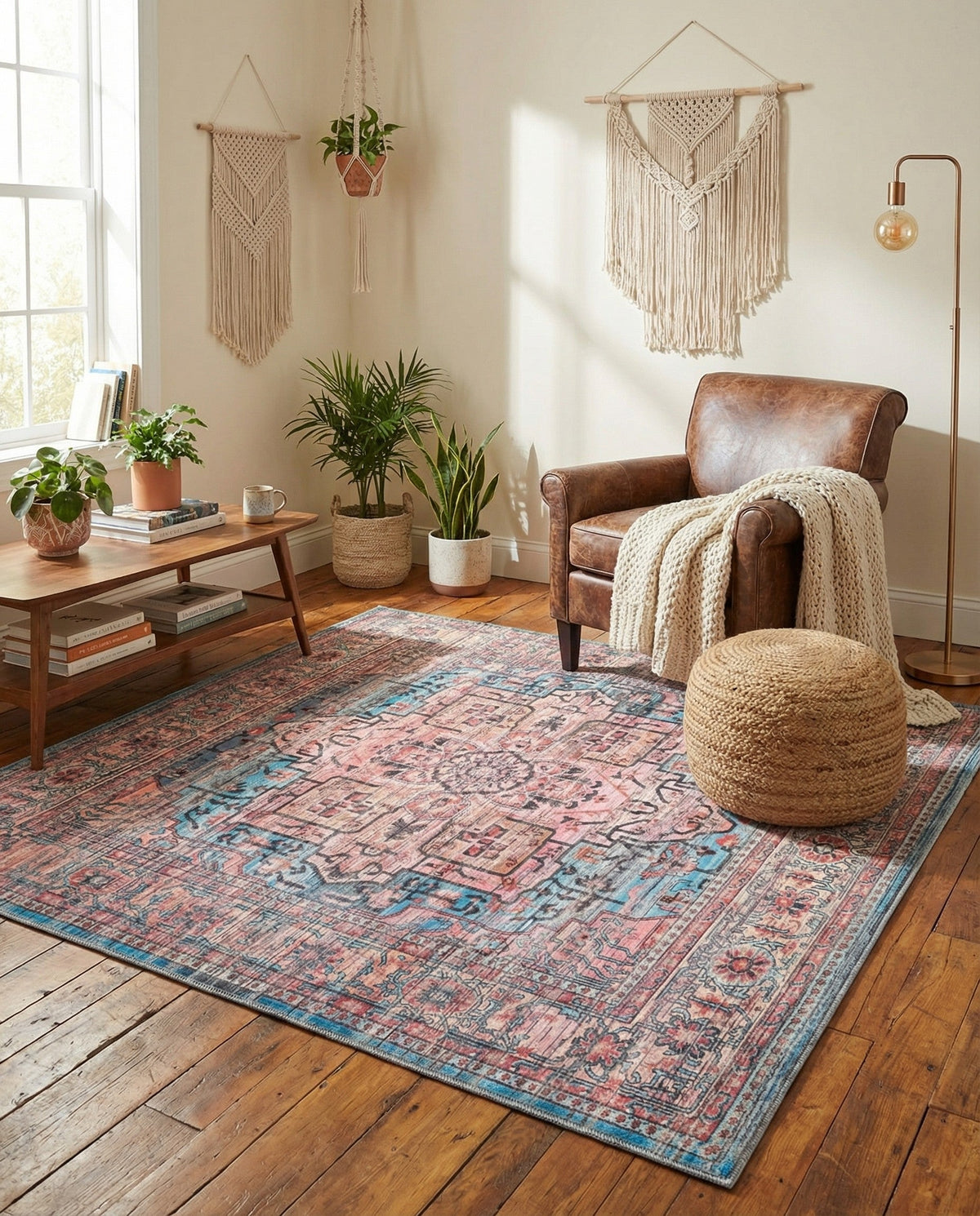 Zahara Oasis Collection Area Rug -  Fez Square Blue  lifestyle 87