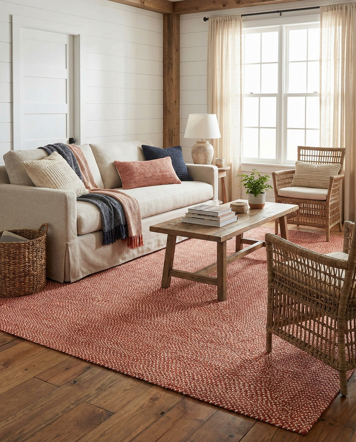Highland Woven Jute Collection Area Rug - Glenmore (Rust Red) Rectangle Rust Red  lifestyle 5