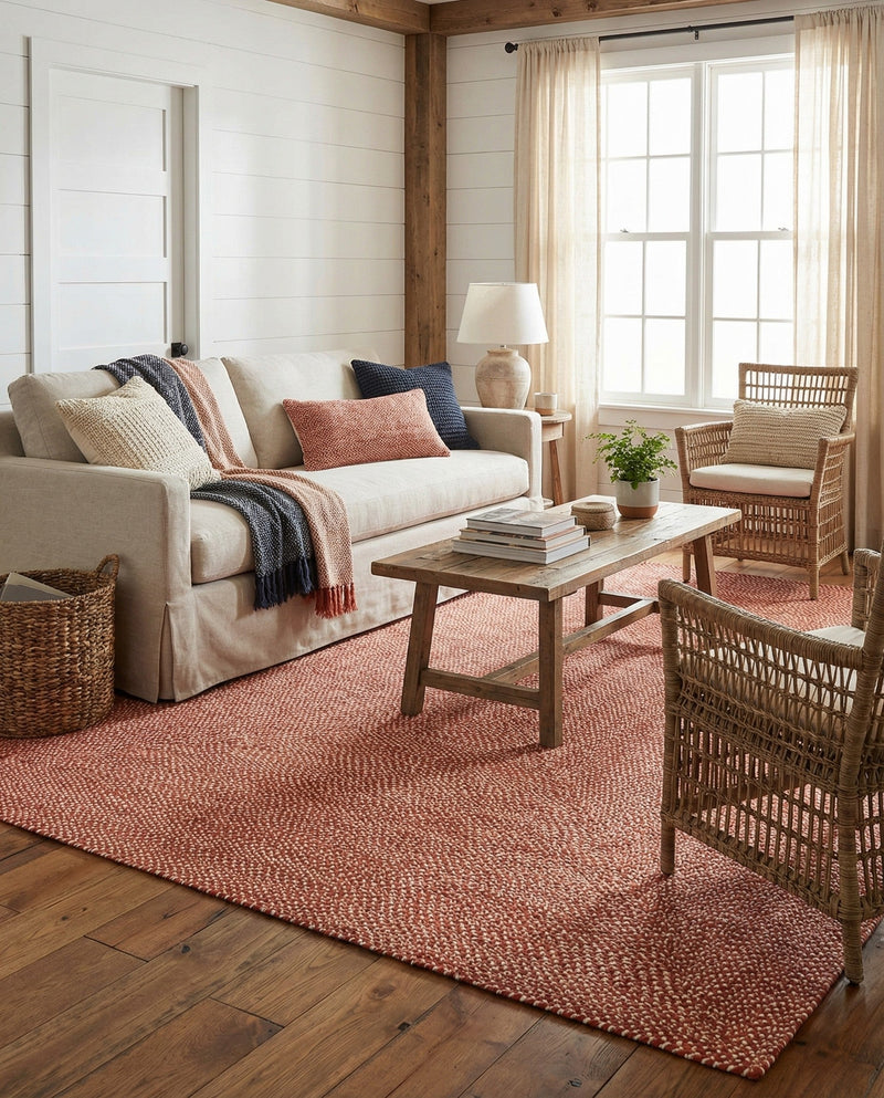 Highland Woven Jute Collection Area Rug - Glenmore (Rust Red) Rectangle Rust Red  lifestyle 5