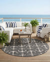 Seaside Haven Rugs Collection Area Rug - Sapphire (Charcoal) Round Charcoal  lifestyle 28