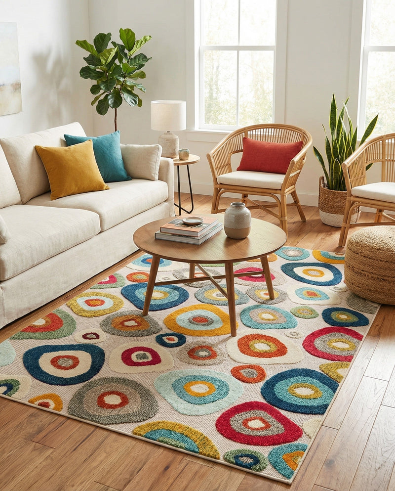 Outdoor Marrakesh Collection Area Rug -  Chefchaouen Rectangle Multi Beige  lifestyle 44