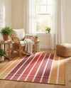 Seaside Stripes Collection Area Rug -  Coral Rectangle Peach and Salmon  lifestyle 29