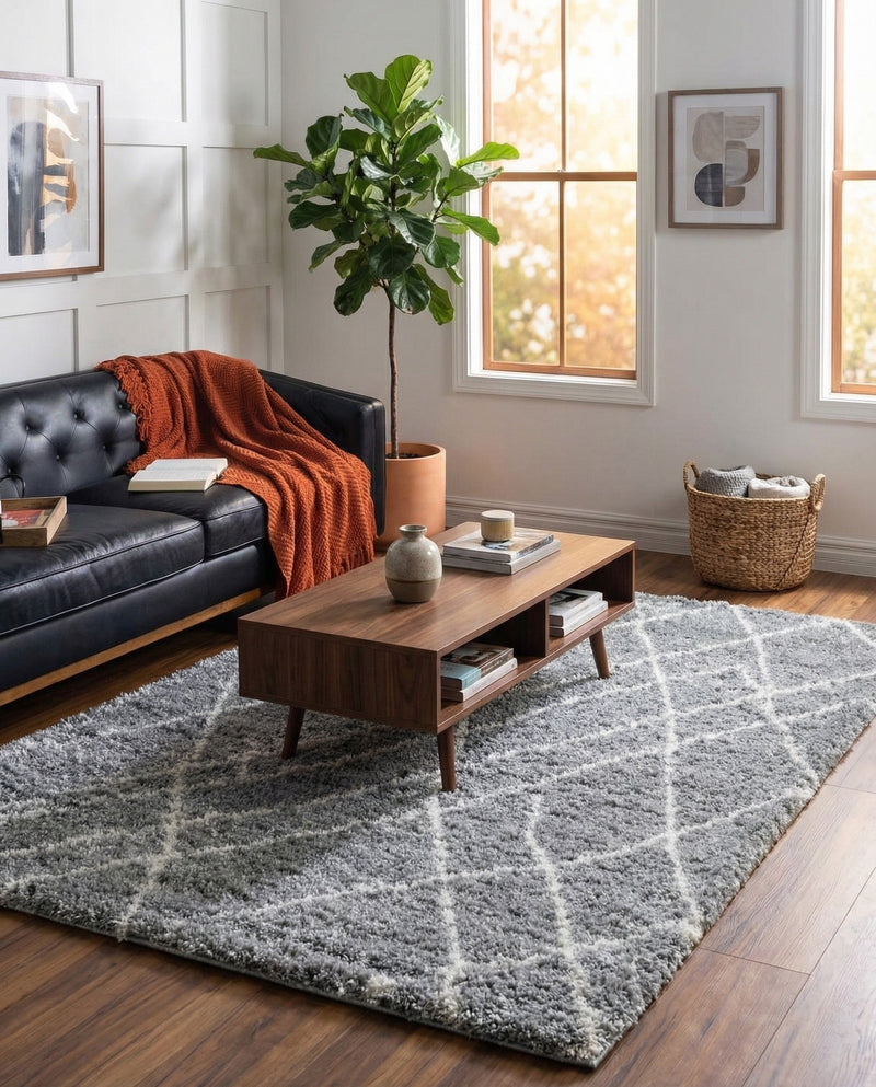 Cozy Haven Shag Collection Area Rug - Serenity (Cloud Gray) Rectangle Cloud Gray  lifestyle 6
