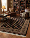 Samarkand Elegance Collection Area Rug -  Margilan (Black) Rectangle Black  lifestyle 17