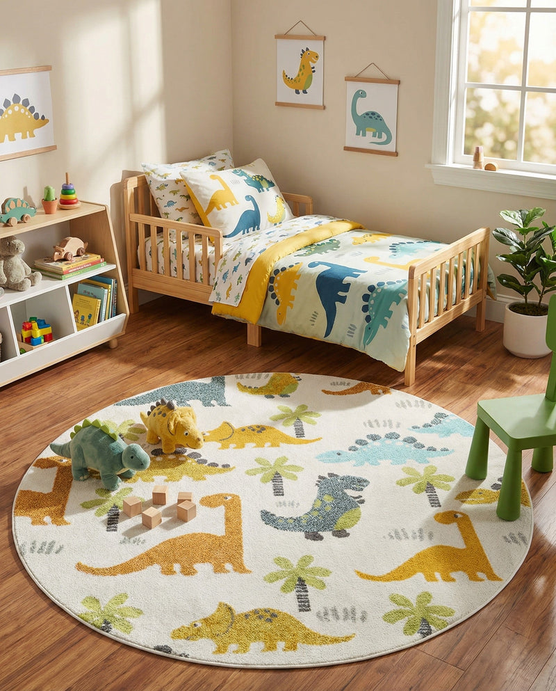 Wonder Tykes Collection Area Rug -  Pastiche Round Ivory  lifestyle 44
