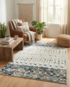 Mediterranean Lattice Collection Area Rug -  Casablanca (Ivory Gray Blue) Rectangle Ivory Gray Blue  lifestyle 5