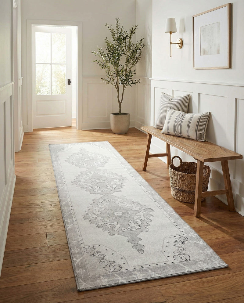 Heritage Elegance Collection Area Rug -  Winterthur (white Gray) Runner white Gray  lifestyle 54