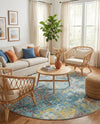 Caribbean Breeze Collection Area Rug -  Quantic Round Blue  lifestyle 34