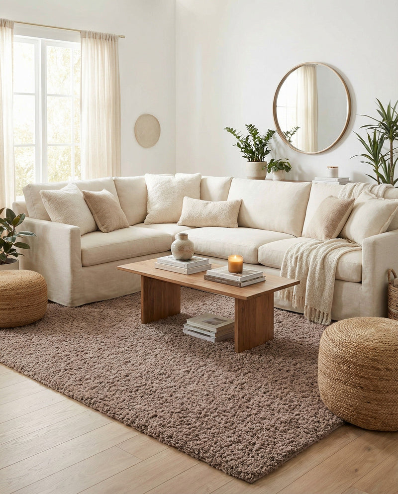 Eternal Plush Oasis Collection Area Rug -  Tranquility (Khaki) Rectangle Khaki  lifestyle 6