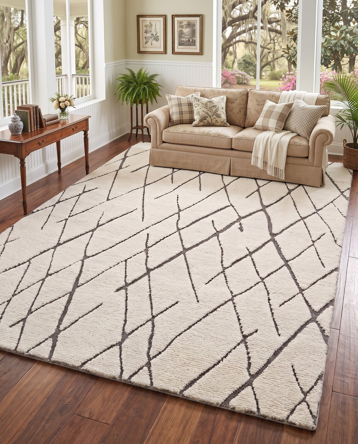 Sahara Berber Wool Collection Area Rug - Marrakesh Rectangle Pure Ivory  lifestyle 53