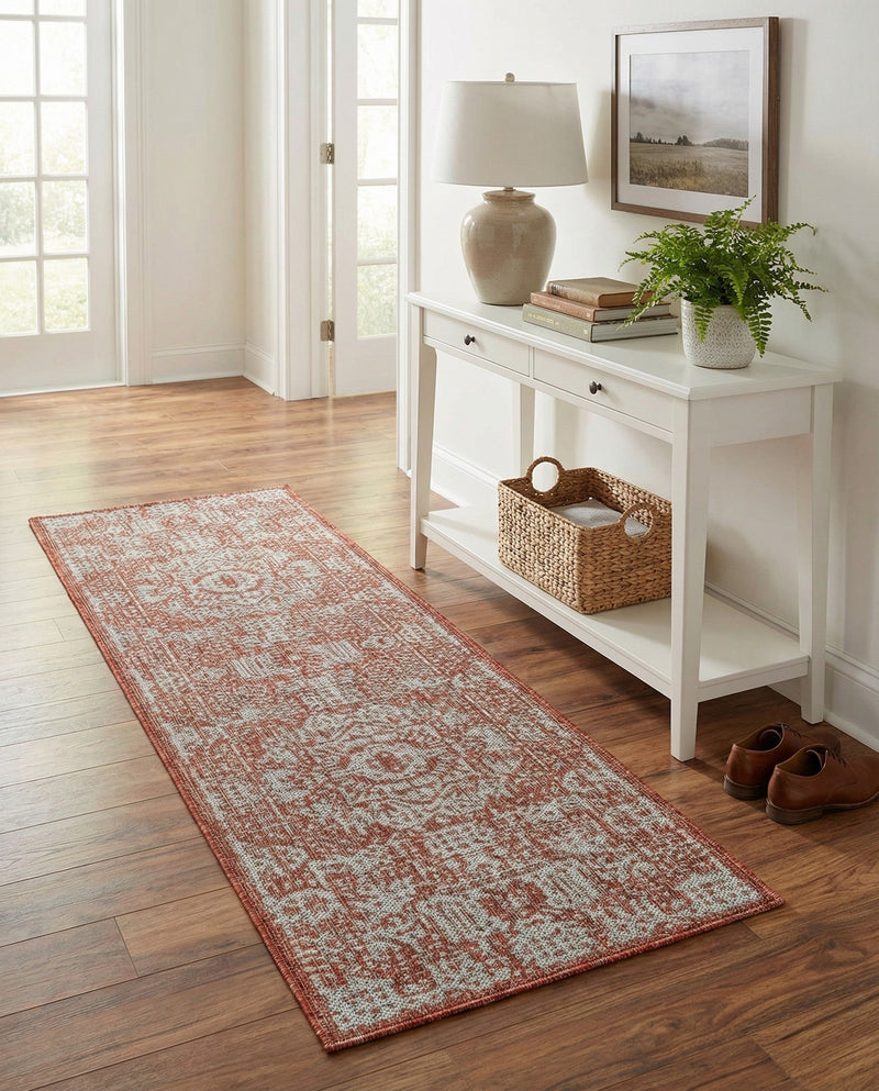 Patio Heritage Collection Area Rug - Savannah (Rust Red) Runner Rust Red  lifestyle 69