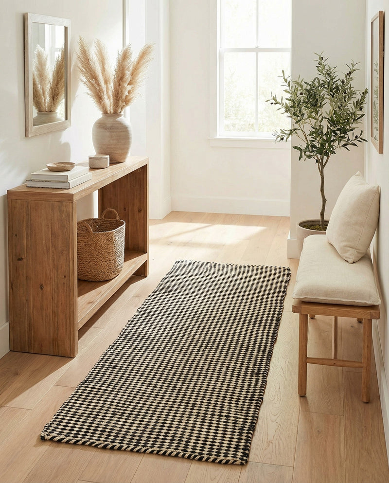 Sequoia Handwoven Jute Collection Area Rug - Aspen Runner Black and White  lifestyle 29