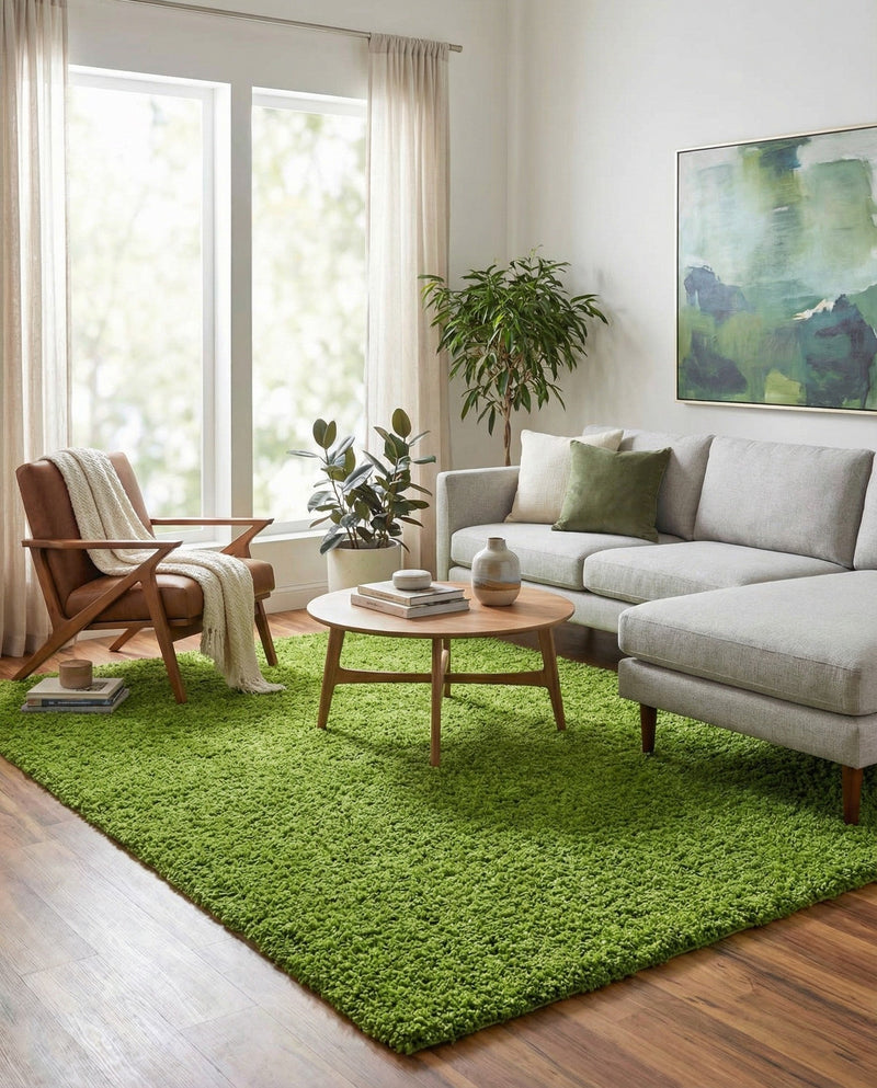 Plush Oasis Collection Area Rug - Serenity (Grass Green) Rectangle Grass Green  lifestyle 11