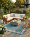 Terrace Fringe Collection Area Rug - Veranda (Teal) Square Teal  lifestyle 86