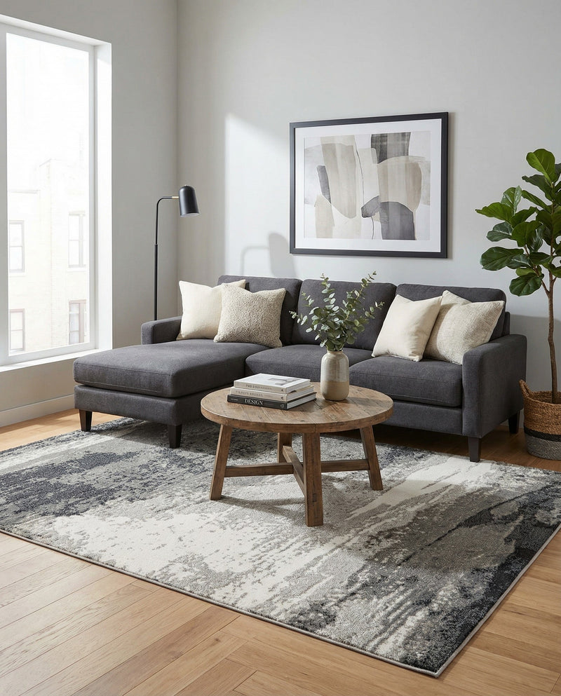 Copenhagen Edge Collection Area Rug - Nyhavn Rectangle Black  lifestyle 36