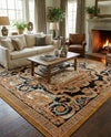 Patio Heritage Collection Area Rug - Veranda Square Black Gold Brown  lifestyle 65