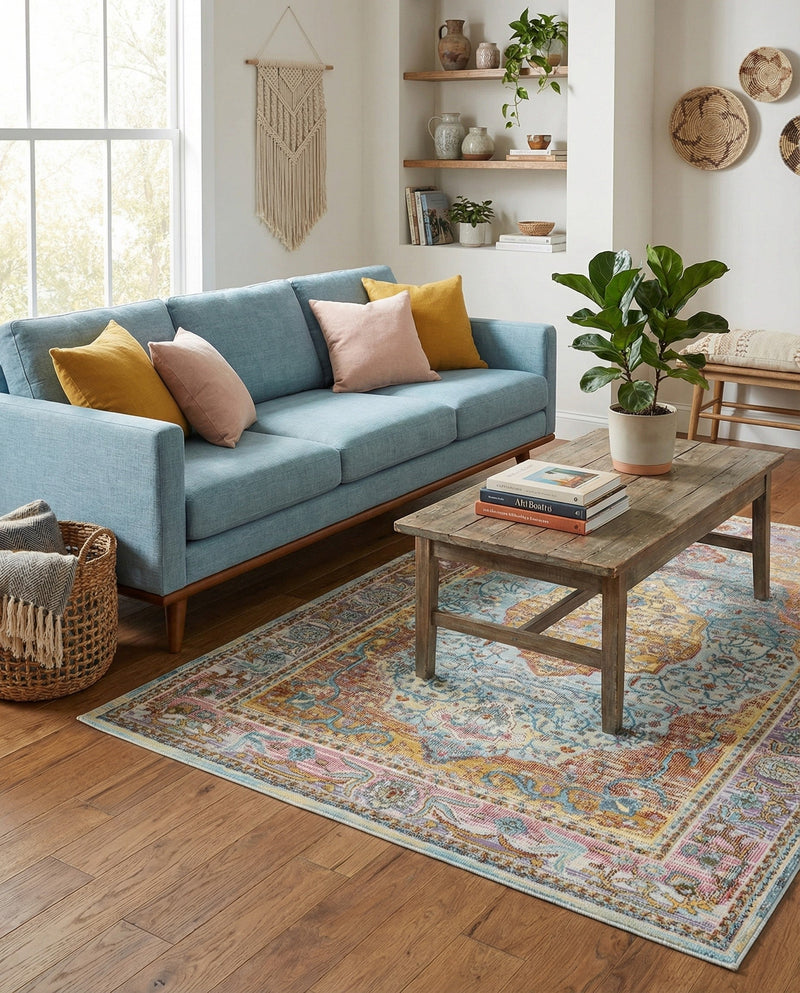 Caribbean Breeze Collection Area Rug -  Vieques Rectangle Light Blue  lifestyle 28