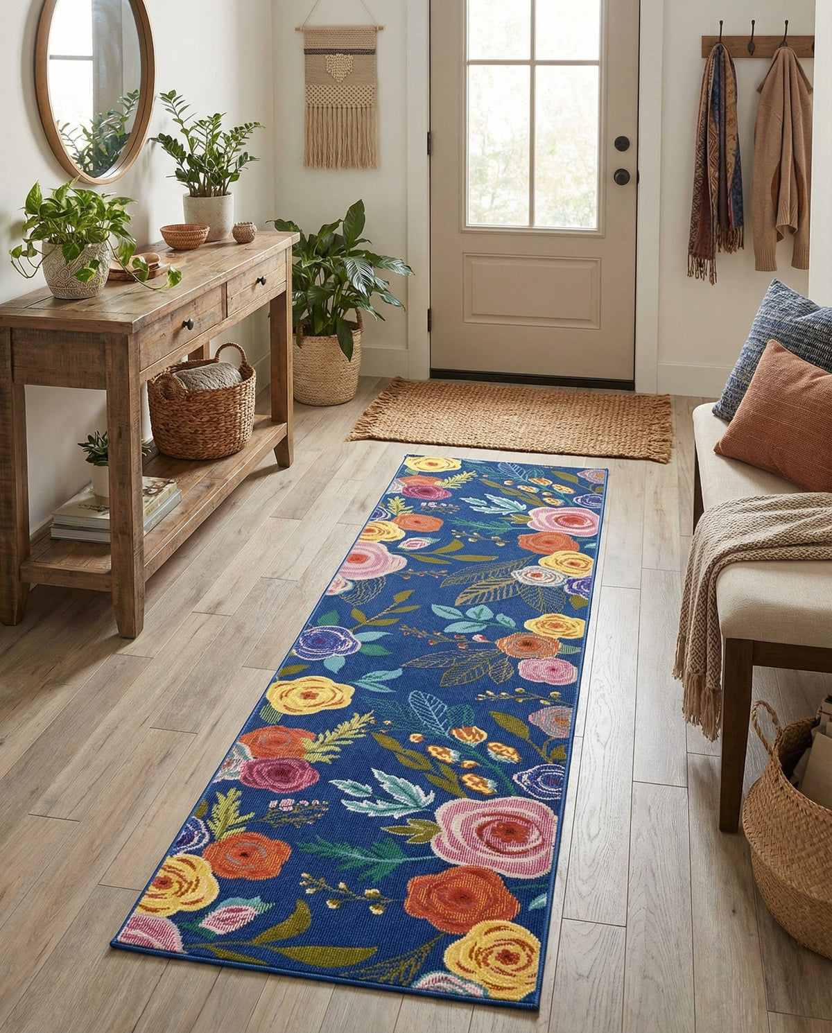 Meadow Breeze Collection Area Rug -  Petal Runner Blue  lifestyle 208