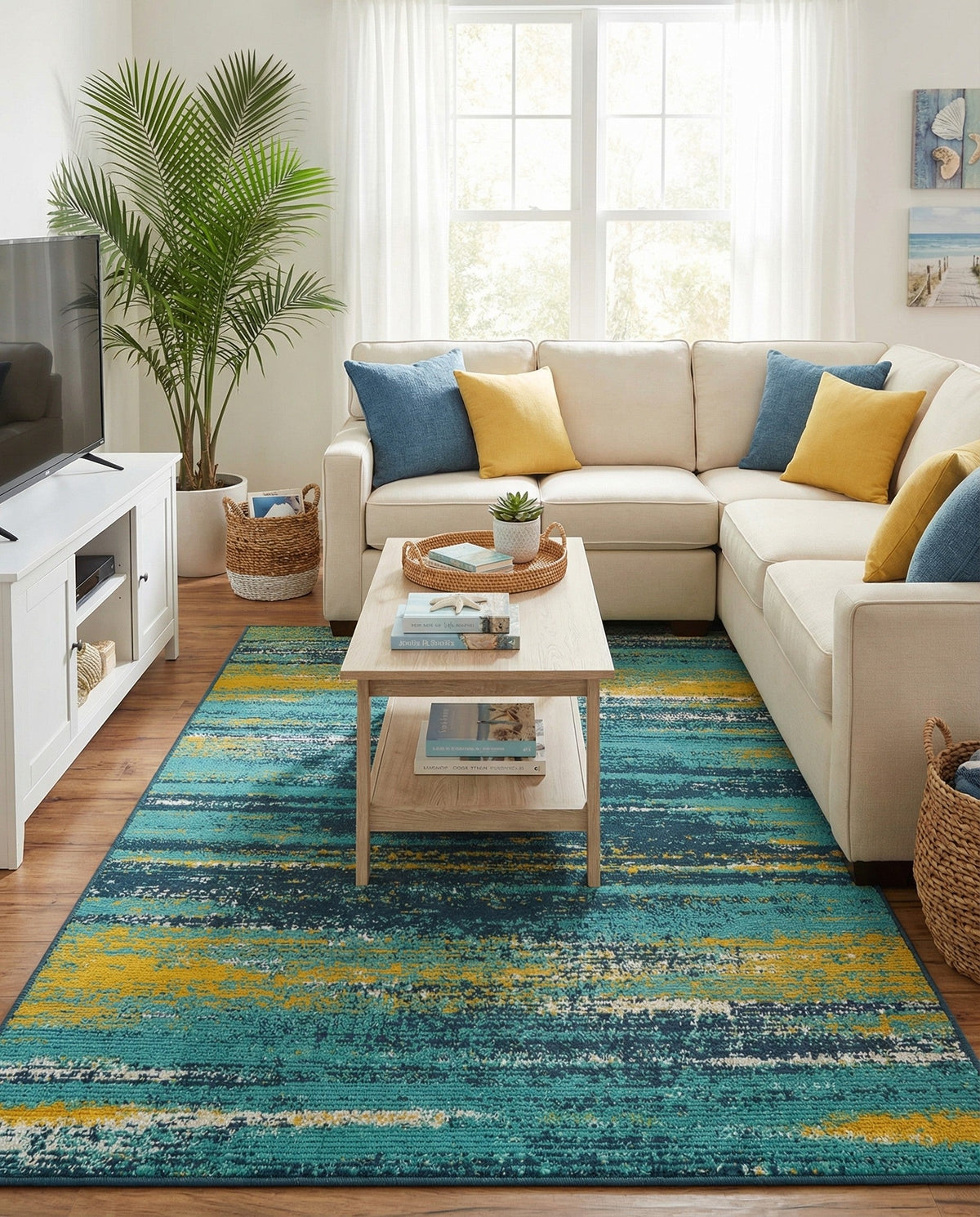 Seaside Haven Rugs Collection Area Rug -  Sandbar Rectangle Multi.Blue  lifestyle 6