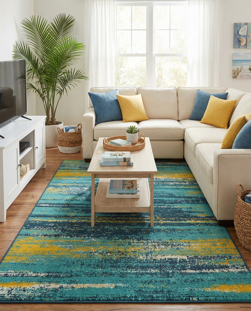 Seaside Haven Rugs Collection Area Rug -  Sandbar Rectangle Multi.Blue  lifestyle 6