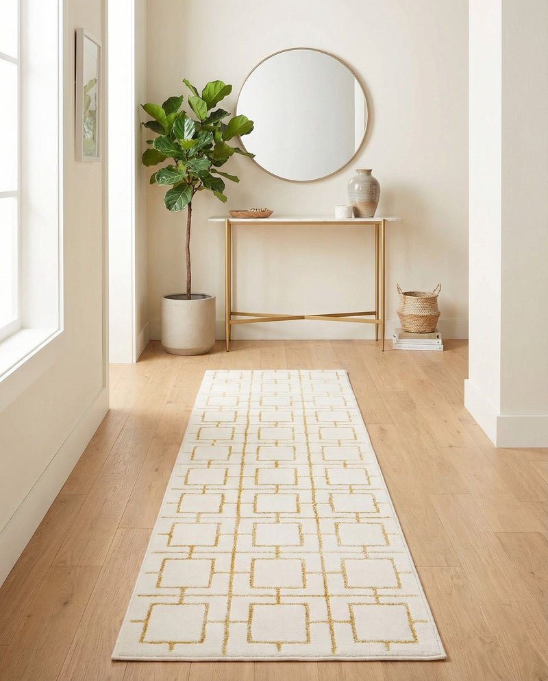 Hollywood Luxe Collection Area Rug -  Beverly (White Gold) Runner White Gold  lifestyle 45