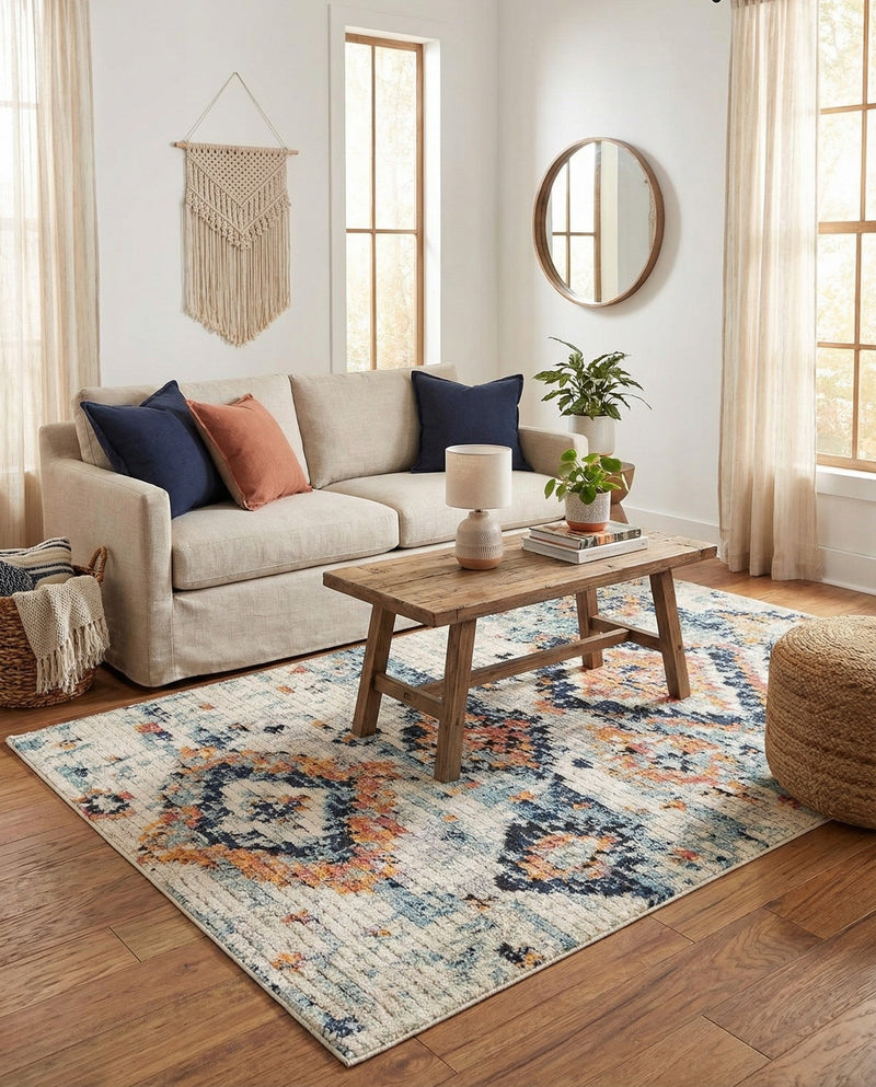 Tangier Treasures Collection Area Rug -  Fez Rectangle Ivory  lifestyle 9