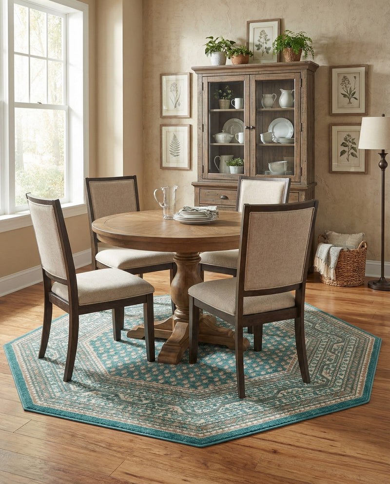 Soho Elegance Collection Area Rug -  Mercer (Turquoise) Octagon Turquoise  lifestyle 62