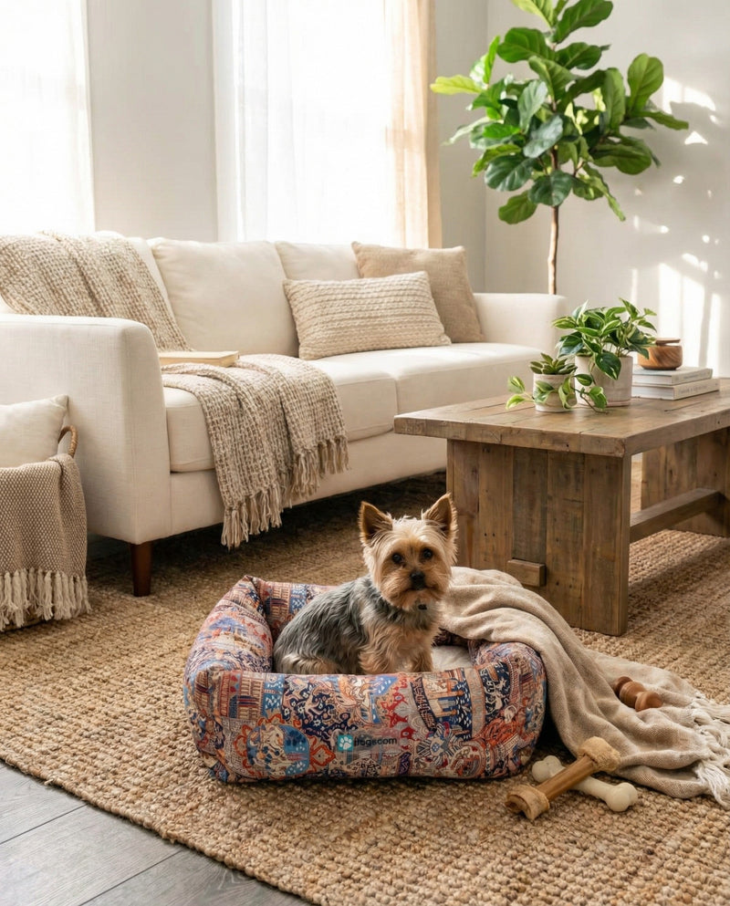 Luxury Pet Lounge Collection Pet Bed -  Burrow Rectangle Multi  lifestyle 5