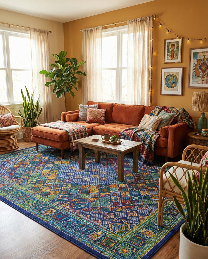 Caribbean Cove Collection Area Rug -  Mustique Rectangle Navy Blue  lifestyle 20