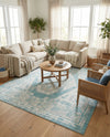 Patio Heritage Collection Area Rug -  Augusta (Aqua) Square Aqua  lifestyle 62