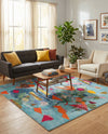 Colorburst Oasis Collection Area Rug -  Fresco Square Aqua  lifestyle 73