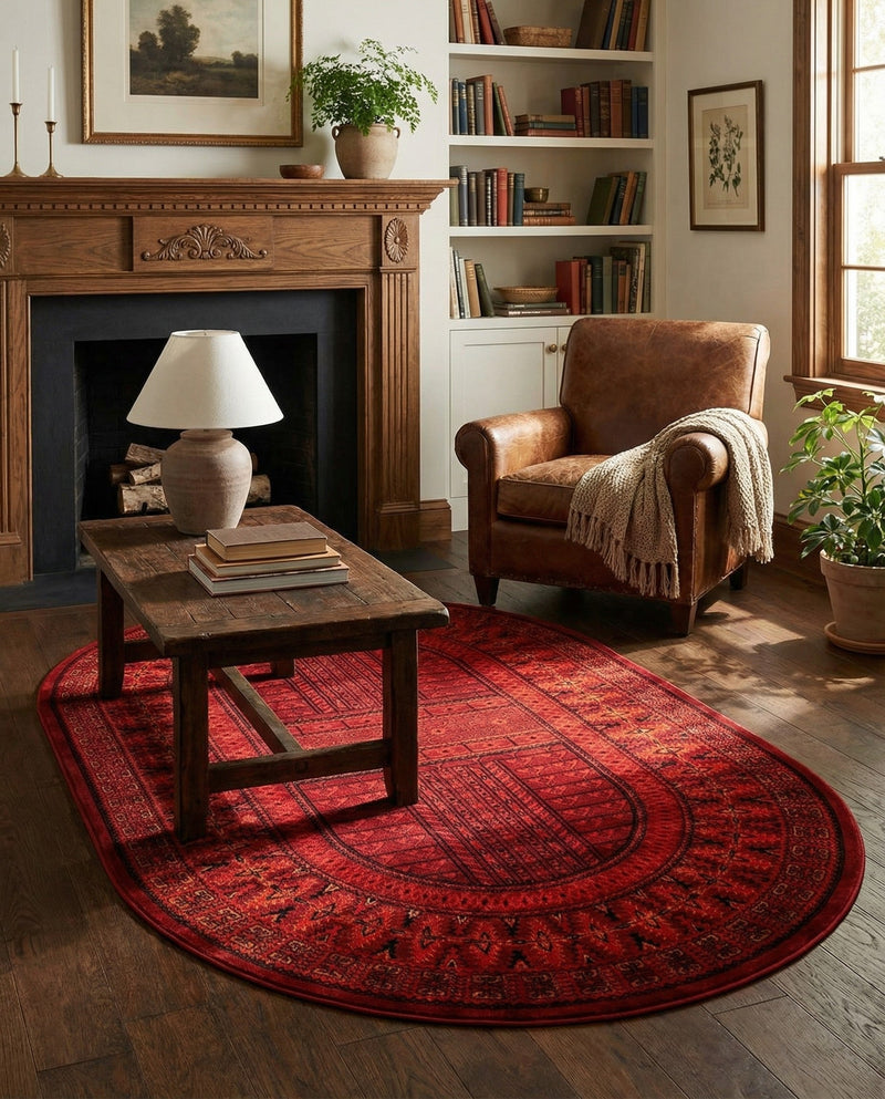 Samarkand Elegance Collection Area Rug -  Ark Oval Red  lifestyle 42