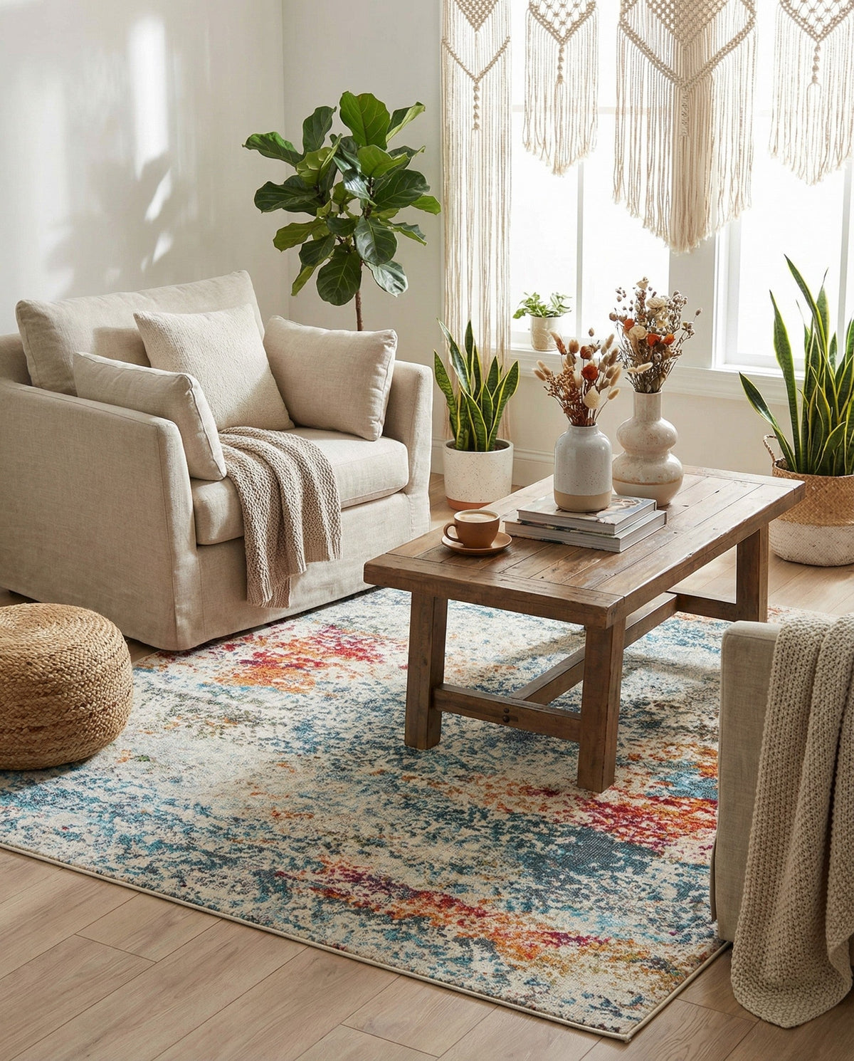 Caribbean Breeze Collection Area Rug -  Isla Square Cream  lifestyle 87